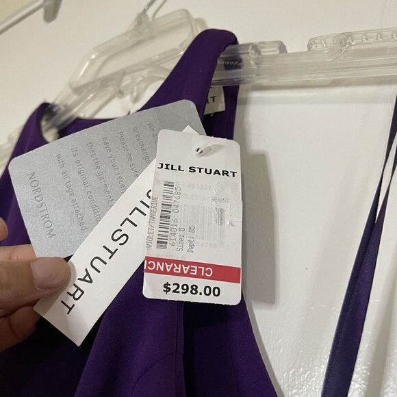 NWT Jill Stuart Popover Color block maxi purple and orange gown size US 0 $298 - Picture 4 of 11